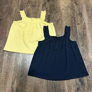 LC Lauren Conrad Yellow and Blue Ruffled Tank Tops